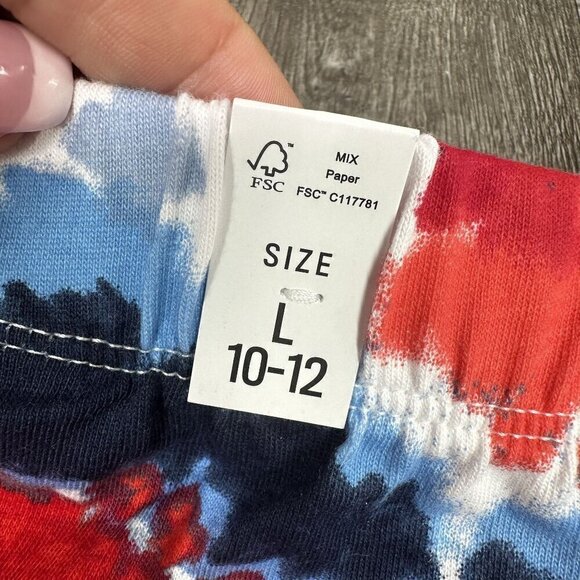 Children's Place Patriotic Tie Dye Shorts size Large Red white Blue - Picture 3 of 5